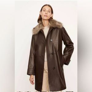 Vince Lambskin Coat with Faux Leather collar. Beautifully luxurious. M/L